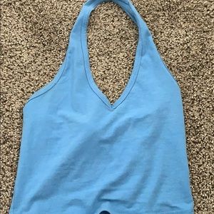 blue halter crop top
